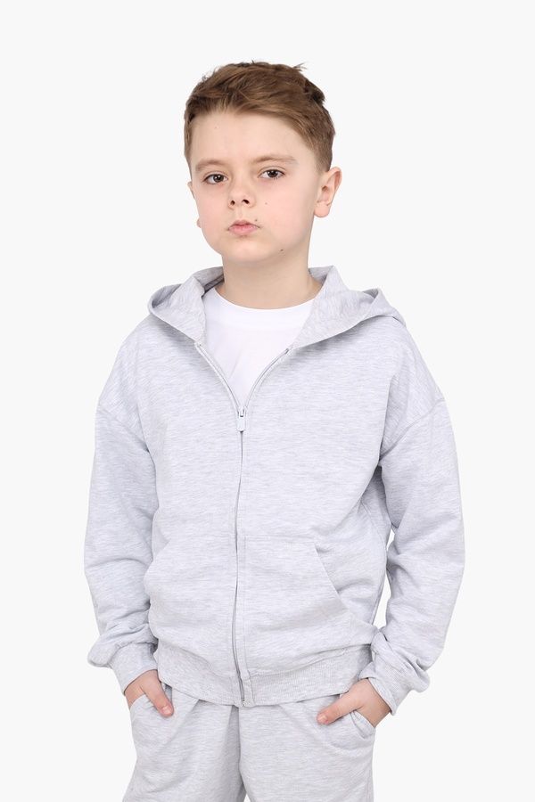Толстовка на блискавці для хлопчика колір світло-сірий 116 ЦБ-00288408 фото