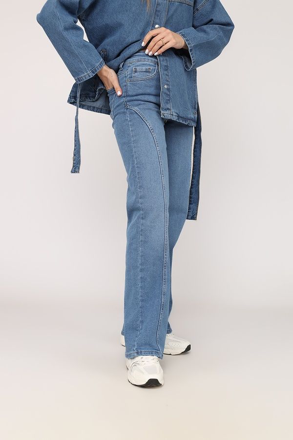 Джинси wide leg жіночі колір блакитний 52 ЦБ-00274407 фото