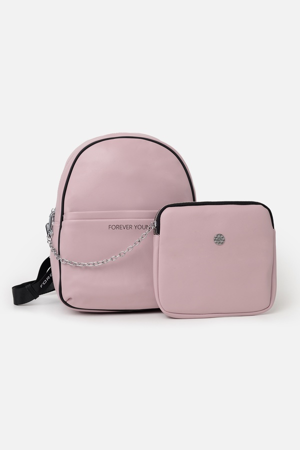 Жіночий рюкзак з сумочкою на ланцюжку колір бузковий ЦБ-00244043 SKT000970068 фото