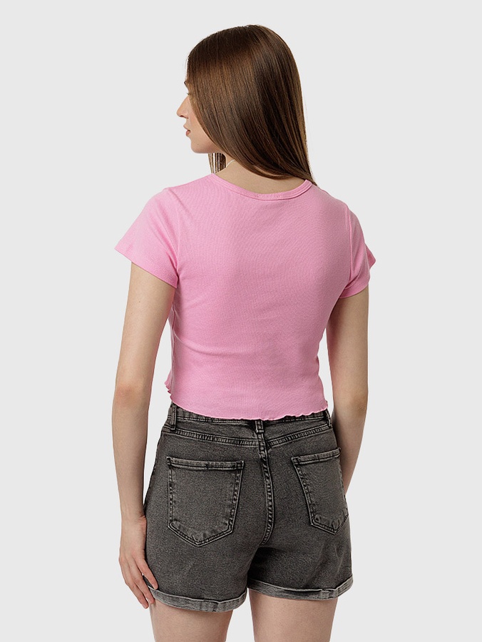 Жіноча коротка футболка 50 колір рожевий ЦБ-00219043 SKT000906732 фото