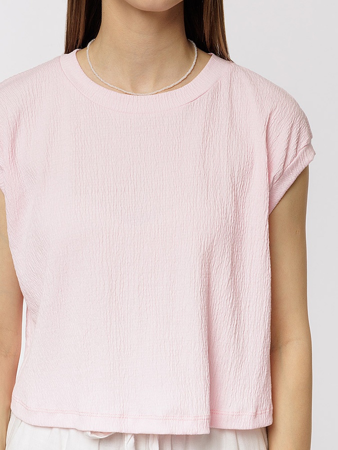 Жіноча коротка футболка 46 колір рожевий ЦБ-00219344 SKT000907154 фото