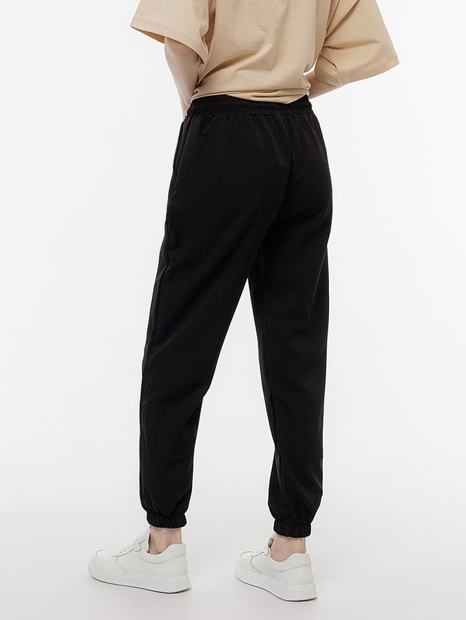 Женские брюки на резинках 40 цвет черный ЦБ-00219060 SKT000906160 фото
