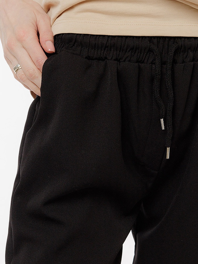 Женские брюки на резинках 40 цвет черный ЦБ-00219060 SKT000906160 фото