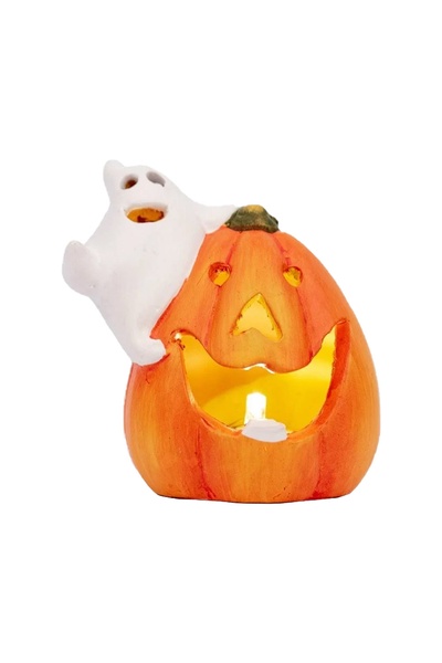 Статуетка Хелловін "Pumpkin and ghost" колір різнокольоровий ЦБ-00202623 SKT000872548 фото