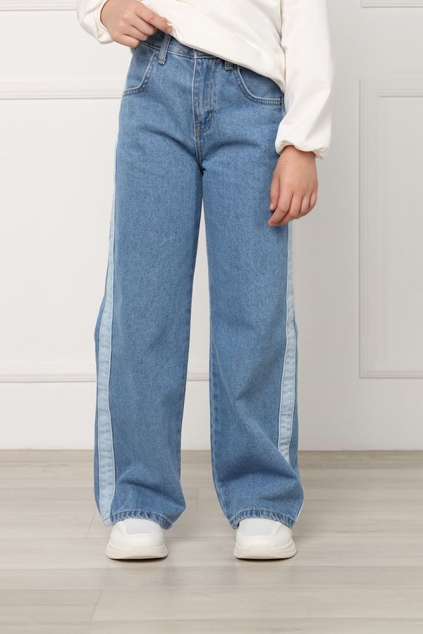 Джинси wide leg для дівчат колір блакитний 152 ЦБ-00298797 фото