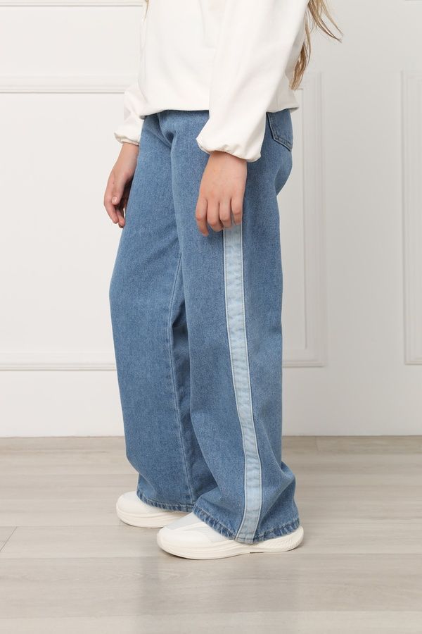 Джинси wide leg для дівчат колір блакитний 152 ЦБ-00298797 фото