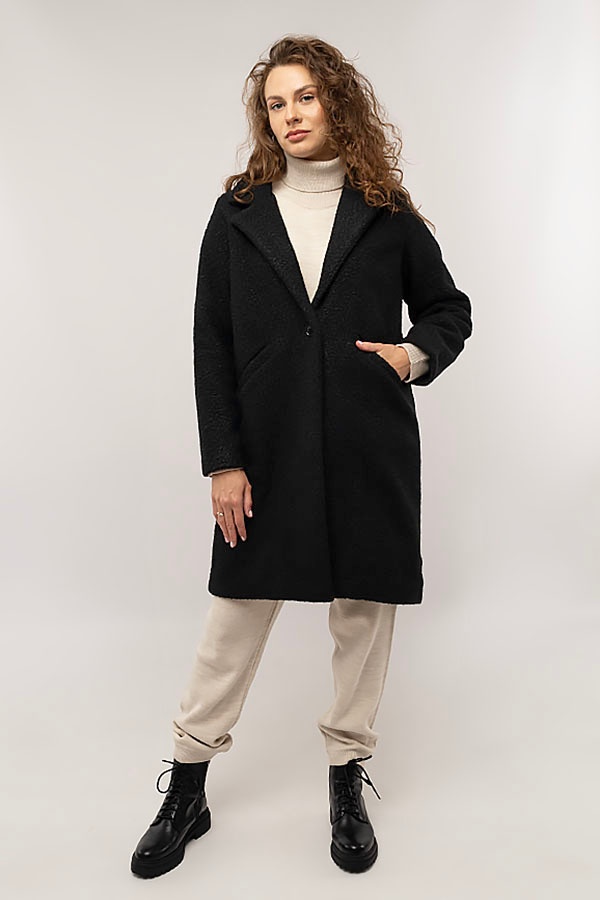 Жіноче пальто 48 колір чорний ЦБ-00234514 SKT000944075 фото