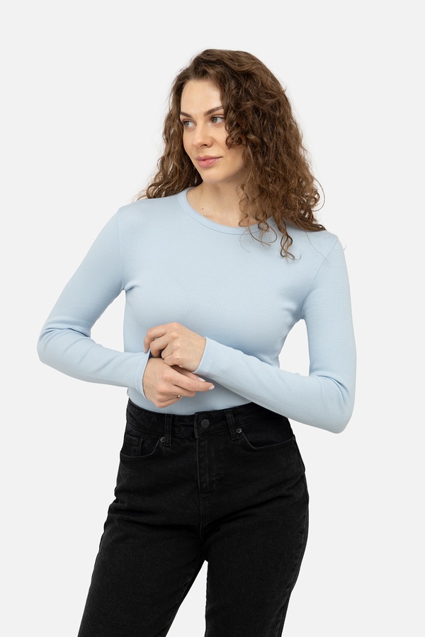 Жіноча футболка з довгим рукавом 40 колір блакитний ЦБ-00242077 SKT000963410 фото