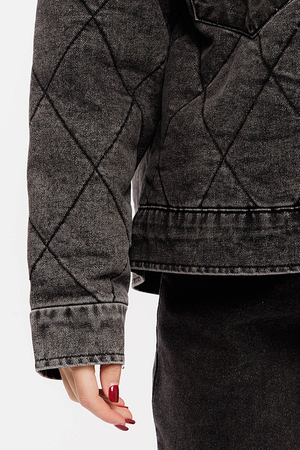 Жіноча джинсова куртка колір сірий ЦБ-00190335 SKT000842600 фото