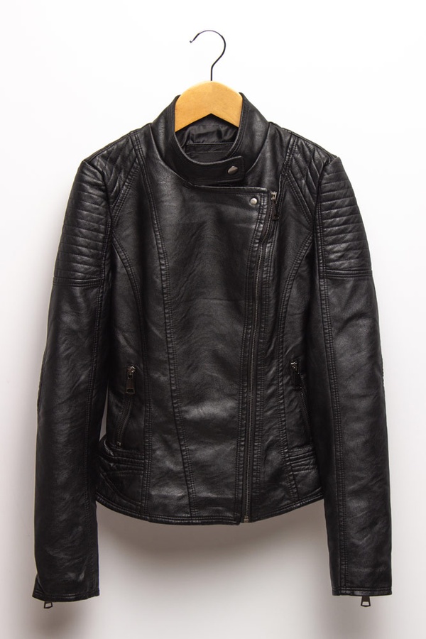 Курточка коротка з еко-шкіри 42 колір чорний ЦБ-00158139 SKT000535650 фото