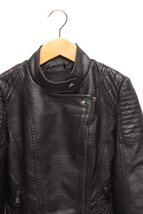 Курточка коротка з еко-шкіри 42 колір чорний ЦБ-00158139 SKT000535650 фото