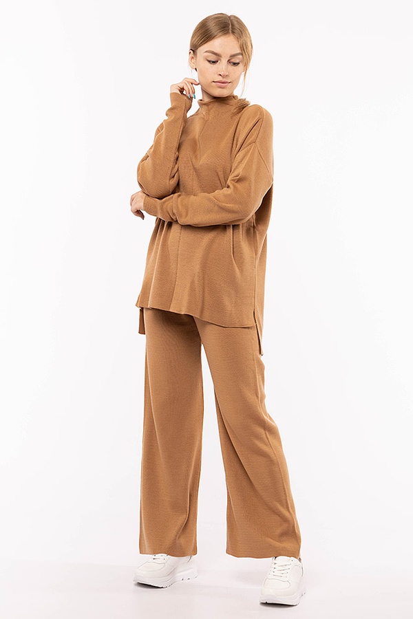 Женский костюм с брюками 46 цвет бежевый ЦБ-00194399 SKT000854088 фото