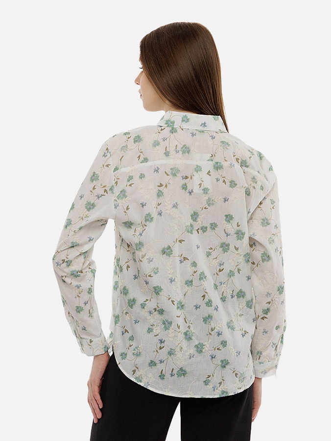Женская удлиненная рубашка 46 цвет молочный ЦБ-00216308 SKT000900451 фото