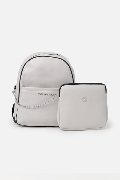 Жіночий рюкзак з сумочкою на ланцюжку колір сірий ЦБ-00244046 SKT000970071 фото