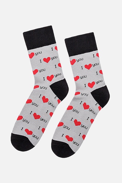 Чоловічі шкарпетки "I love u" 40-42 колір світло-сірий ЦБ-00213326 SKT000893571 фото