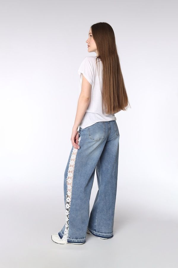 Джинси wide leg жіночі колір блакитний 52 ЦБ-00292064 фото