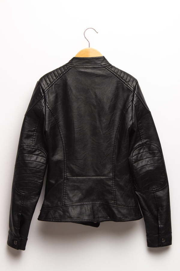 Курточка коротка з еко-шкіри 42 колір чорний ЦБ-00158141 SKT000535656 фото