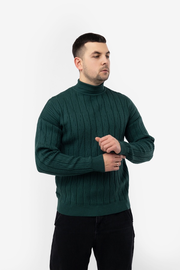 Чоловічий светр 52 колір темно-зелений ЦБ-00224087 SKT000918931 фото