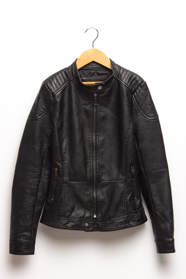 Курточка короткая из эко-кожи 42 цвет черный ЦБ-00158141 SKT000535656 фото