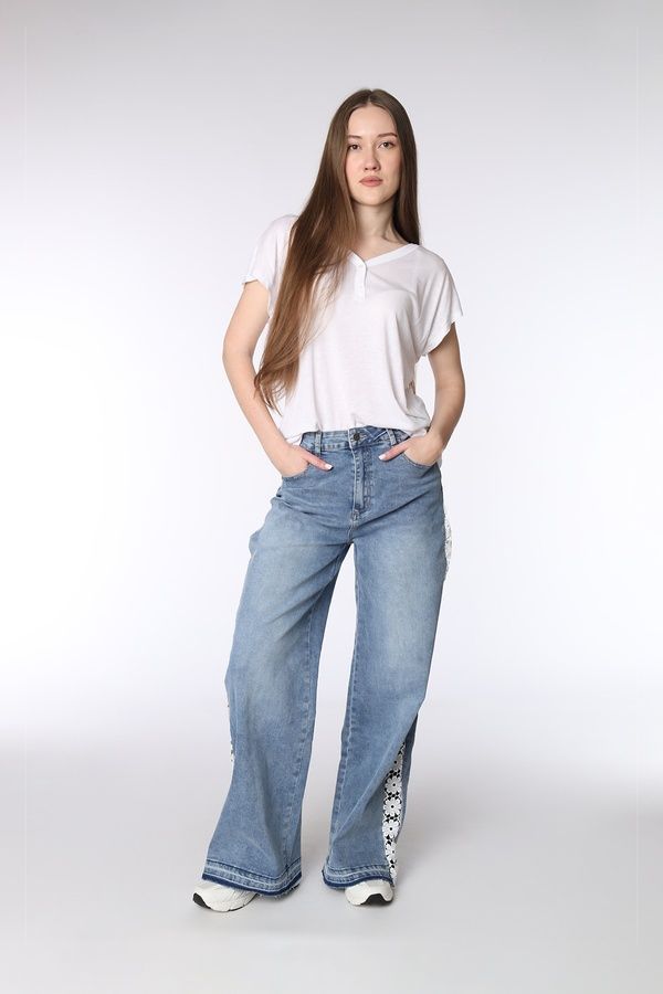 Джинси wide leg жіночі колір блакитний 52 ЦБ-00292064 фото