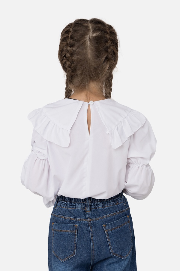 Блуза з довгим рукавом для дівчинки 140 колір білий ЦБ-00251243 SKT000996285 фото