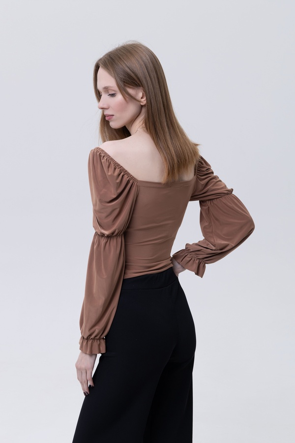 Жіноча блуза з довгим рукавом 48 колір бронзовий ЦБ-00233767 SKT000955628 фото