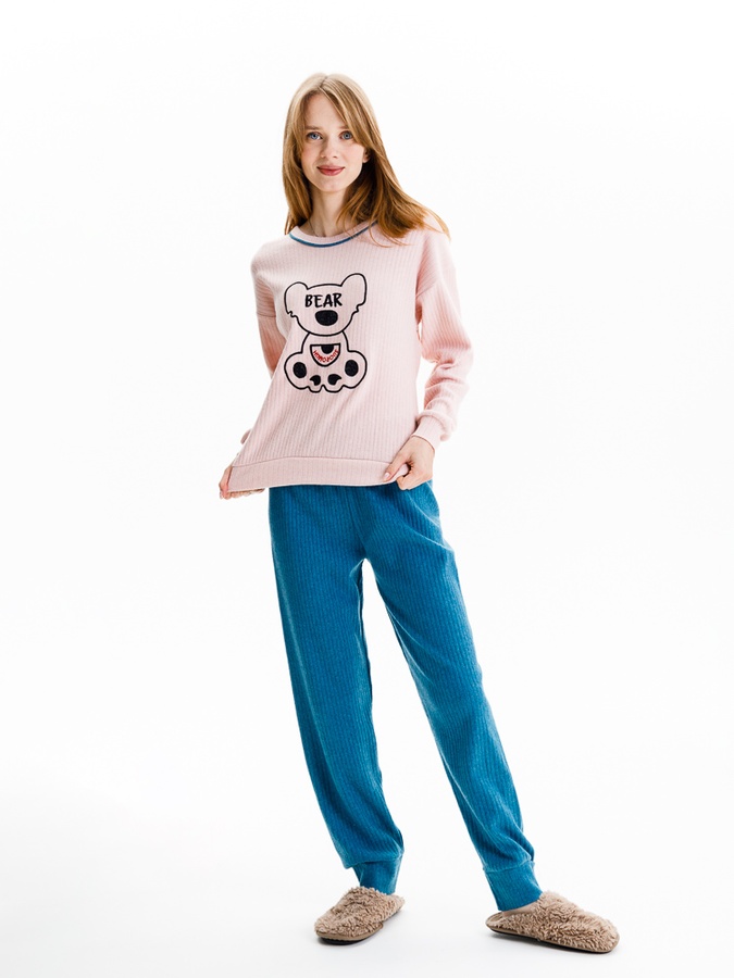 Жіноча піжама 44 колір пудровий ЦБ-00233218 SKT000940981 фото