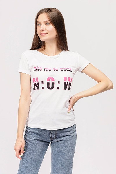 Жіноча футболка 48 колір білий ЦБ-00192026 SKT000847829 фото