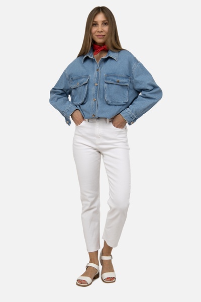 Женские джинсы-straight 50 цвет белый ЦБ-00251036 SKT000995269 фото