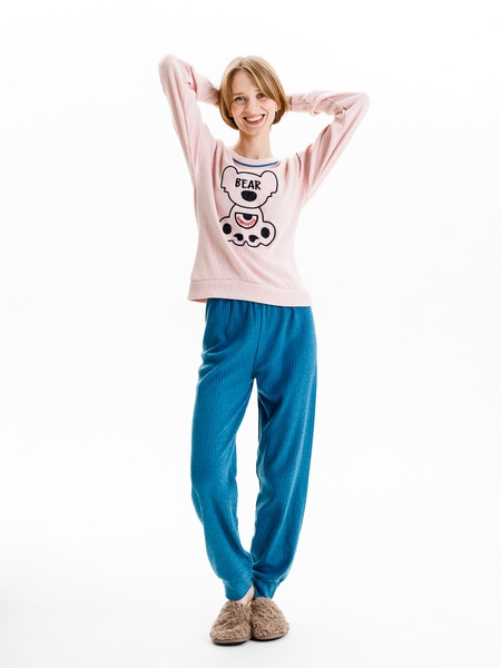 Жіноча піжама 46 колір пудровий ЦБ-00233218 SKT000940982 фото