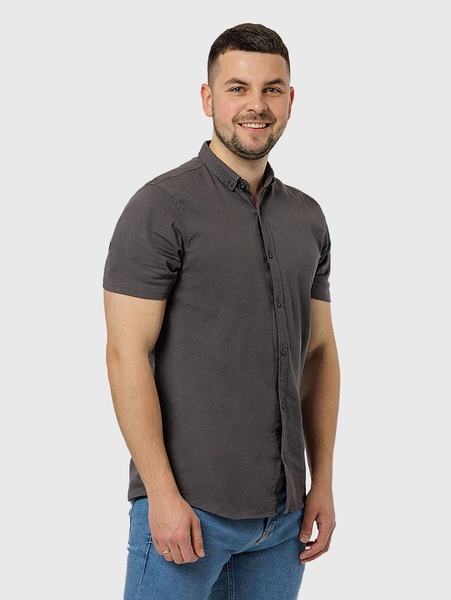 Мужская рубашка с коротким рукавом 44 цвет графитовый ЦБ-00218780 SKT000905269 фото