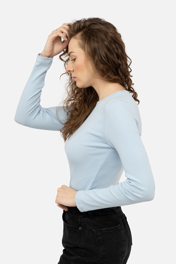 Женская футболка с длинным рукавом 44 цвет голубой ЦБ-00242077 SKT000963412 фото