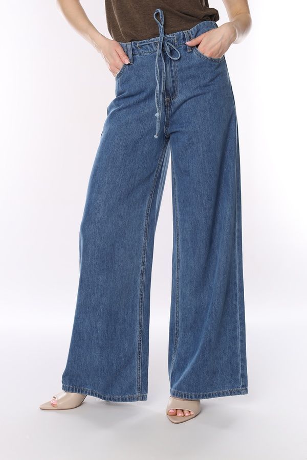 Джинсы wide leg женские цвет синий 42 ЦБ-00290506 фото