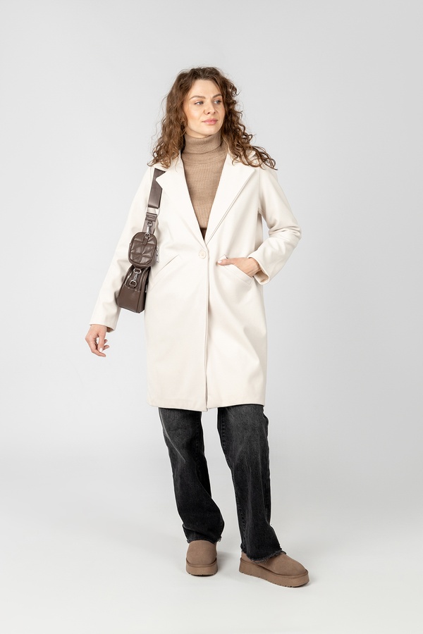 Жіноче пальто 48 колір молочний ЦБ-00234515 SKT000944080 фото