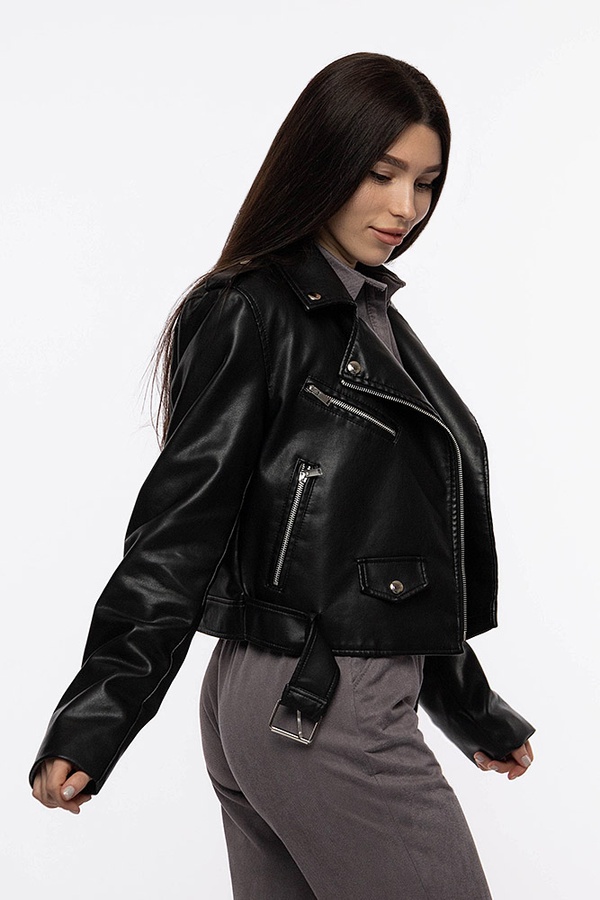Жіноча куртка косуха 42 колір чорний ЦБ-00209533 SKT000886873 фото