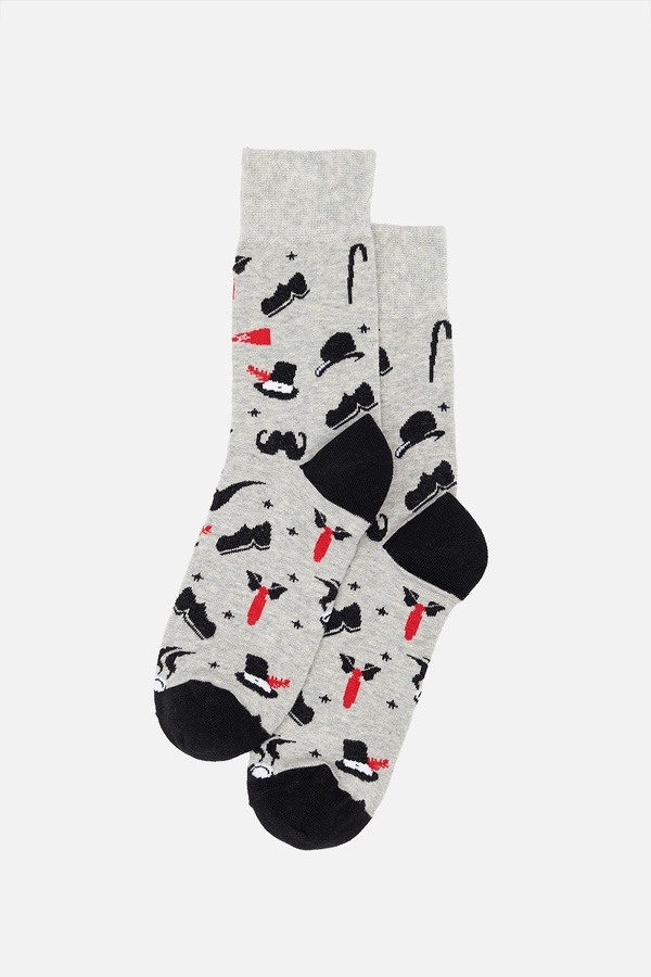Чоловічі високі шкарпетки з візерунком 40-42 колір сірий ЦБ-00245278 SKT000981103 фото