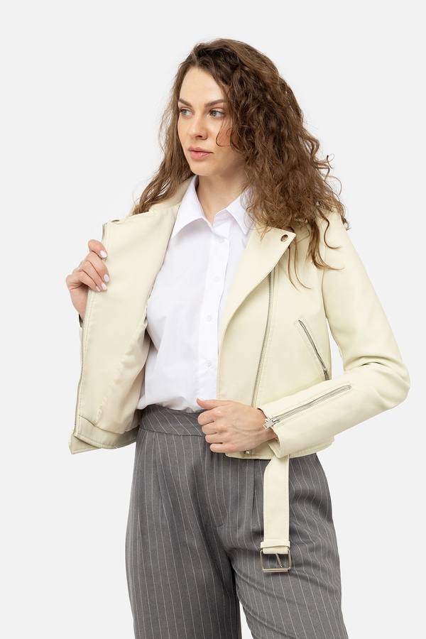 Жіноча куртка косуха 40 колір молочний ЦБ-00238377 SKT000956367 фото