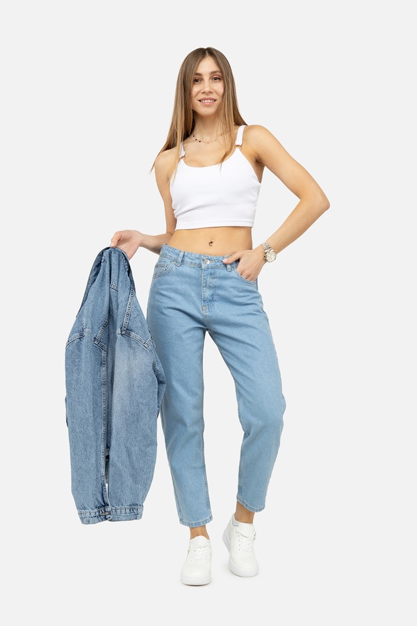 Жіночі джинси мом 40 колір блакитний ЦБ-00245751 SKT000982650 фото