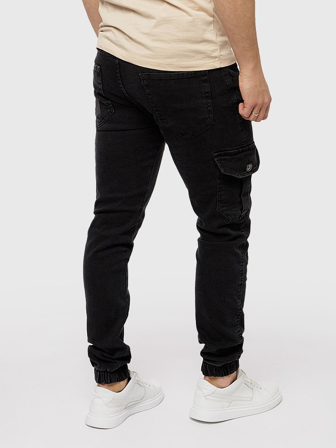 Чоловічі джинсові джогери карго 42 колір чорний ЦБ-00220183 SKT000909060 фото