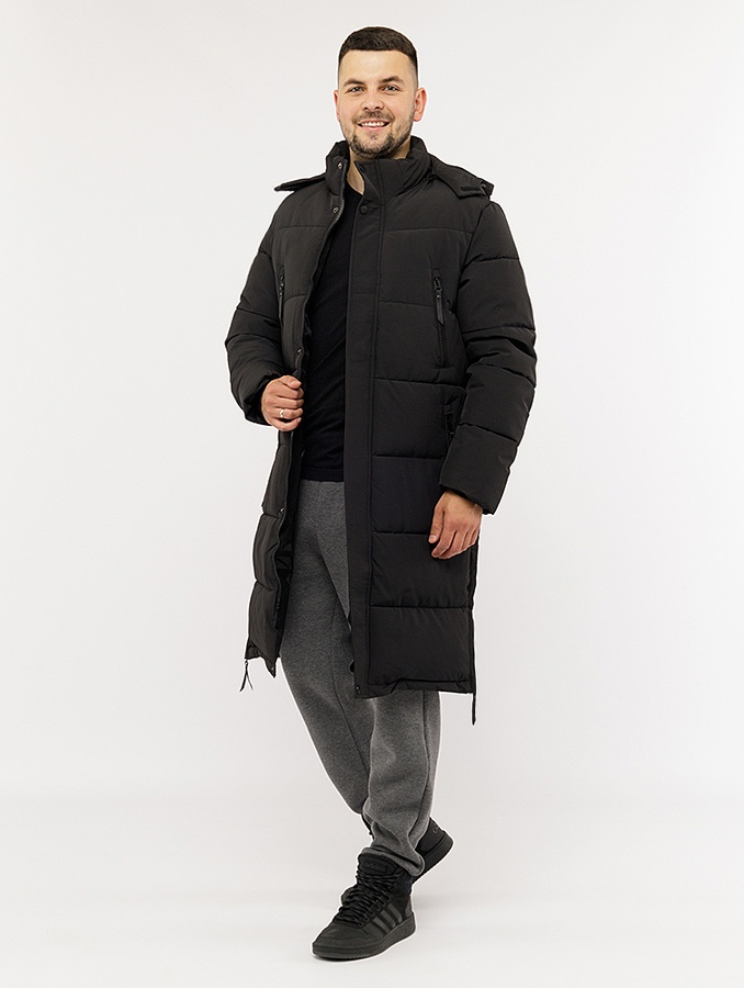 Чоловіча куртка подовжена 44 колір чорний ЦБ-00220374 SKT000909530 фото
