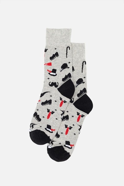 Чоловічі високі шкарпетки з візерунком 43-45 колір сірий ЦБ-00245278 SKT000981104 фото