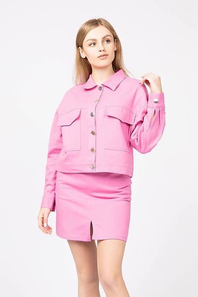 Куртка джинсова жіноча 46 колір рожевий ЦБ-00173841 SKT000581547 фото