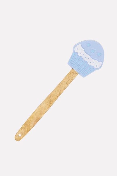 Лопатка силіконова з дерев'яною ручкою колір блакитний ЦБ-00201014 SKT000869669 фото