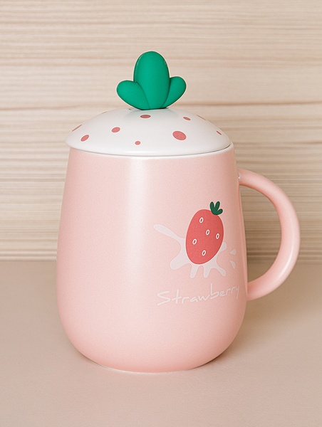 Чашка с крышкой "Strawberry" цвет розовый ЦБ-00223911 SKT000918605 фото