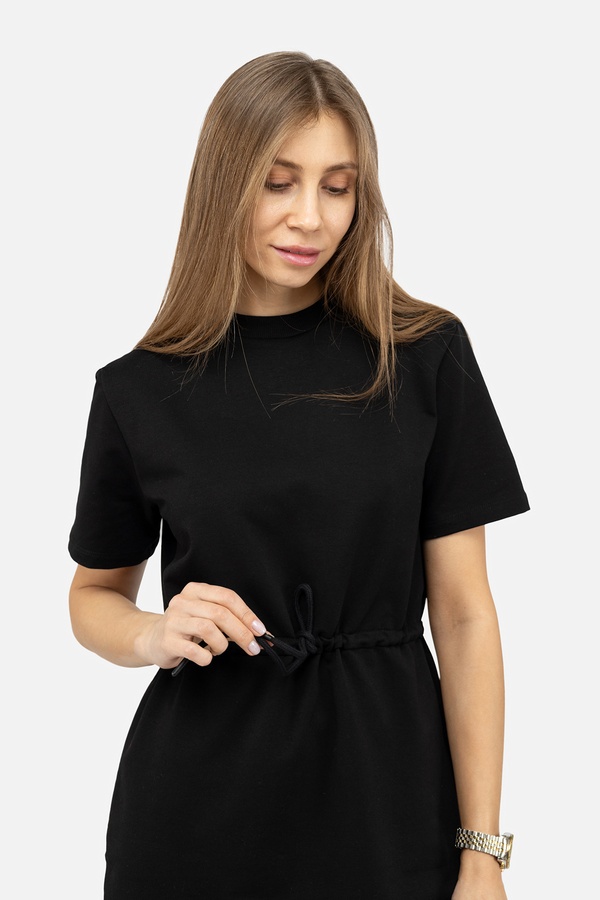 Жіноча сукня з коротким рукавом 48 колір чорний ЦБ-00246625 SKT000984989 фото