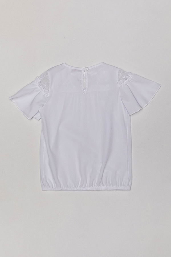 Блуза з коротким рукавом на дівчинку 116 колір білий ЦБ-00159483 SKT000539000 фото