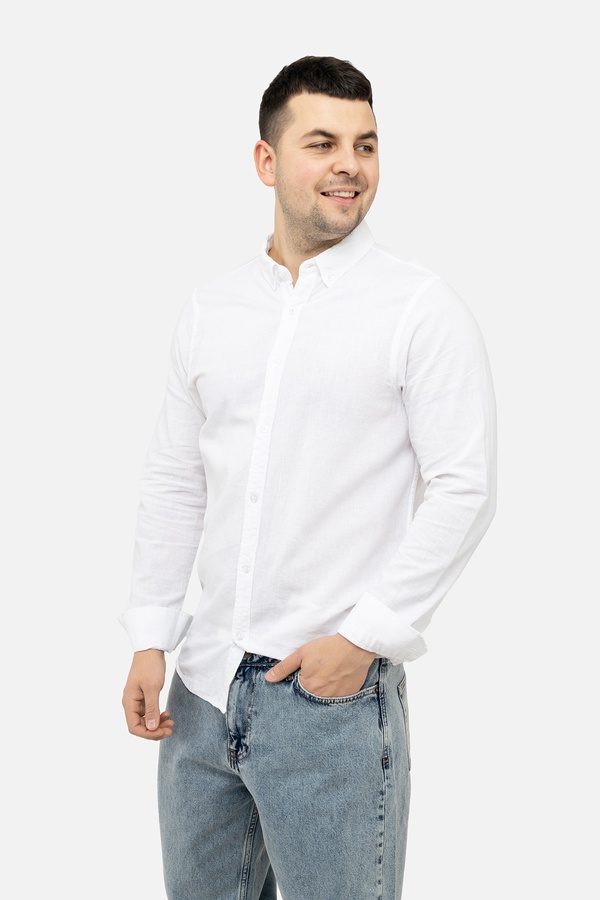Чоловіча сорочка з довгим рукавом 44 колір білий ЦБ-00244801 SKT000979892 фото