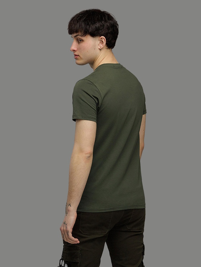 Чоловіча футболка регуляр 52 колір хакі ЦБ-00216076 SKT000899963 фото