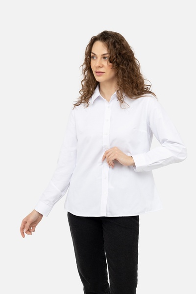 Жіноча сорочка з довгим рукавом 48 колір білий ЦБ-00242160 SKT000963729 фото