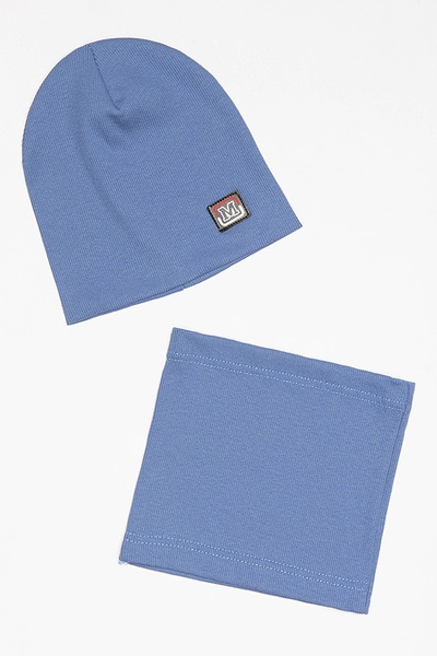 Комплект шапка-шарф на хлопчика 52-54 колір синій ЦБ-00188310 SKT000837446 фото
